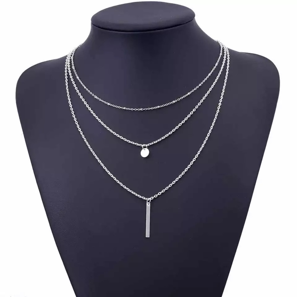 Boho Multilayer Coin and Bar Necklace - Picture 4 of 8